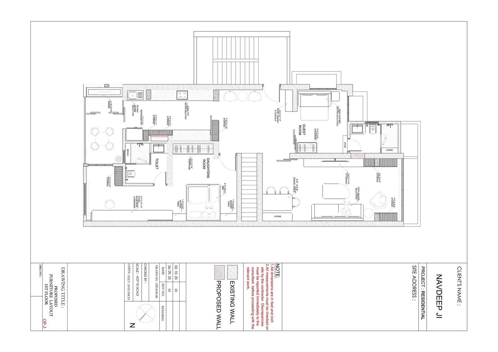 Residential CAD drawing showing the interior room arrangement