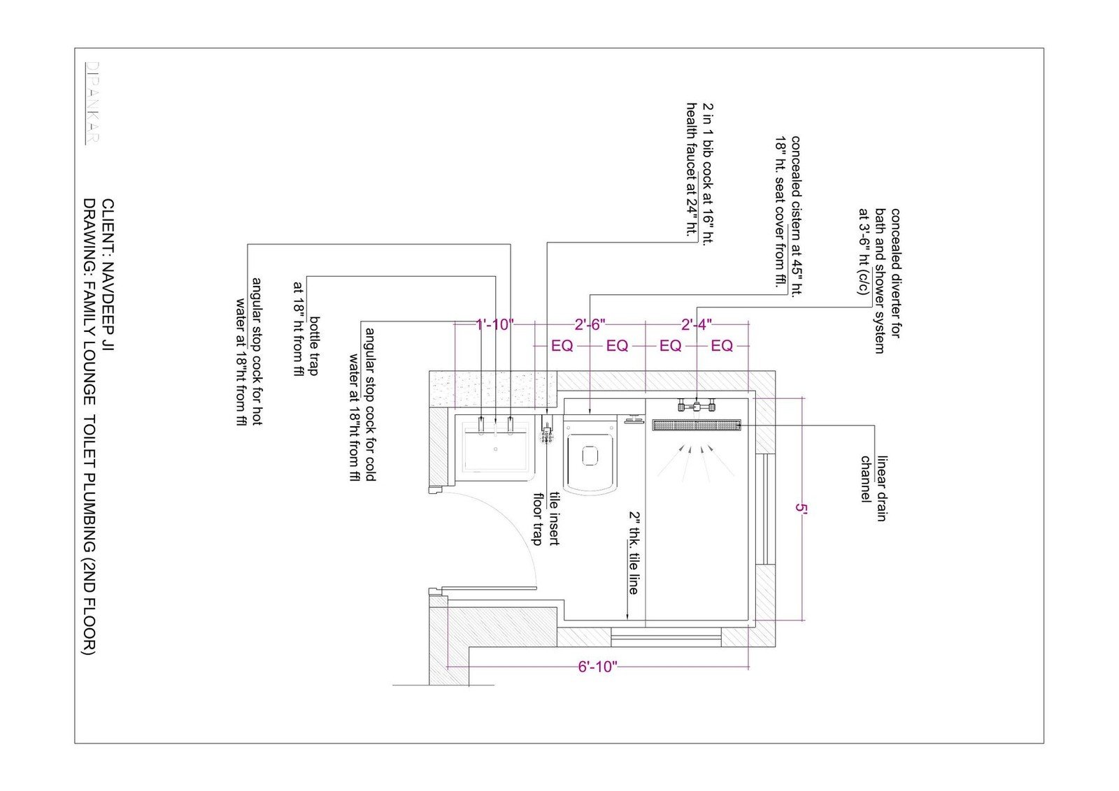 Dimensioned interior CAD detail plan