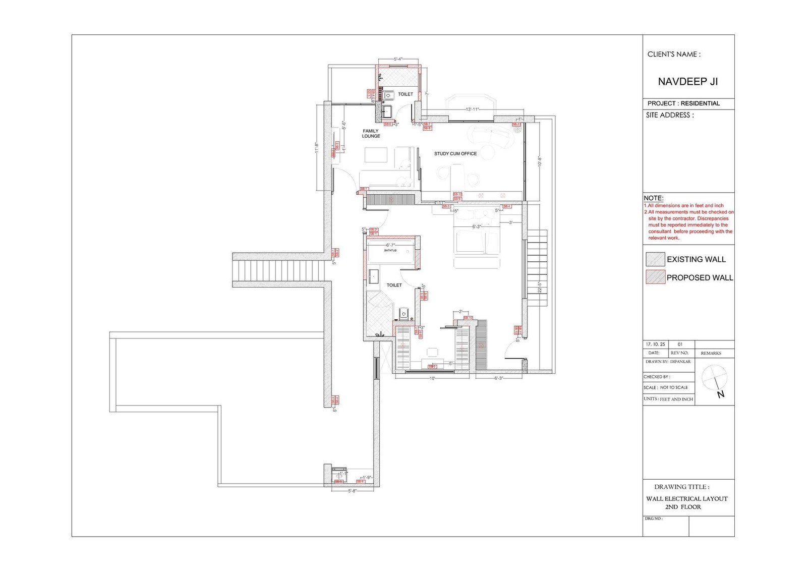 CAD plan of a residential floor with annotated spaces