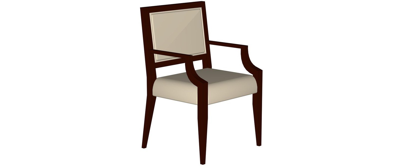 Dark timber dining chair model with a light upholstered seat