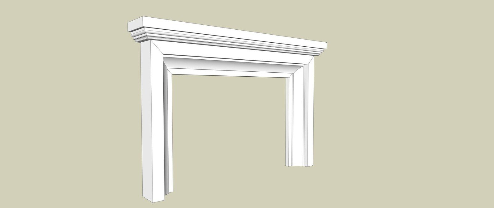 White fireplace surround model with a mantel shelf