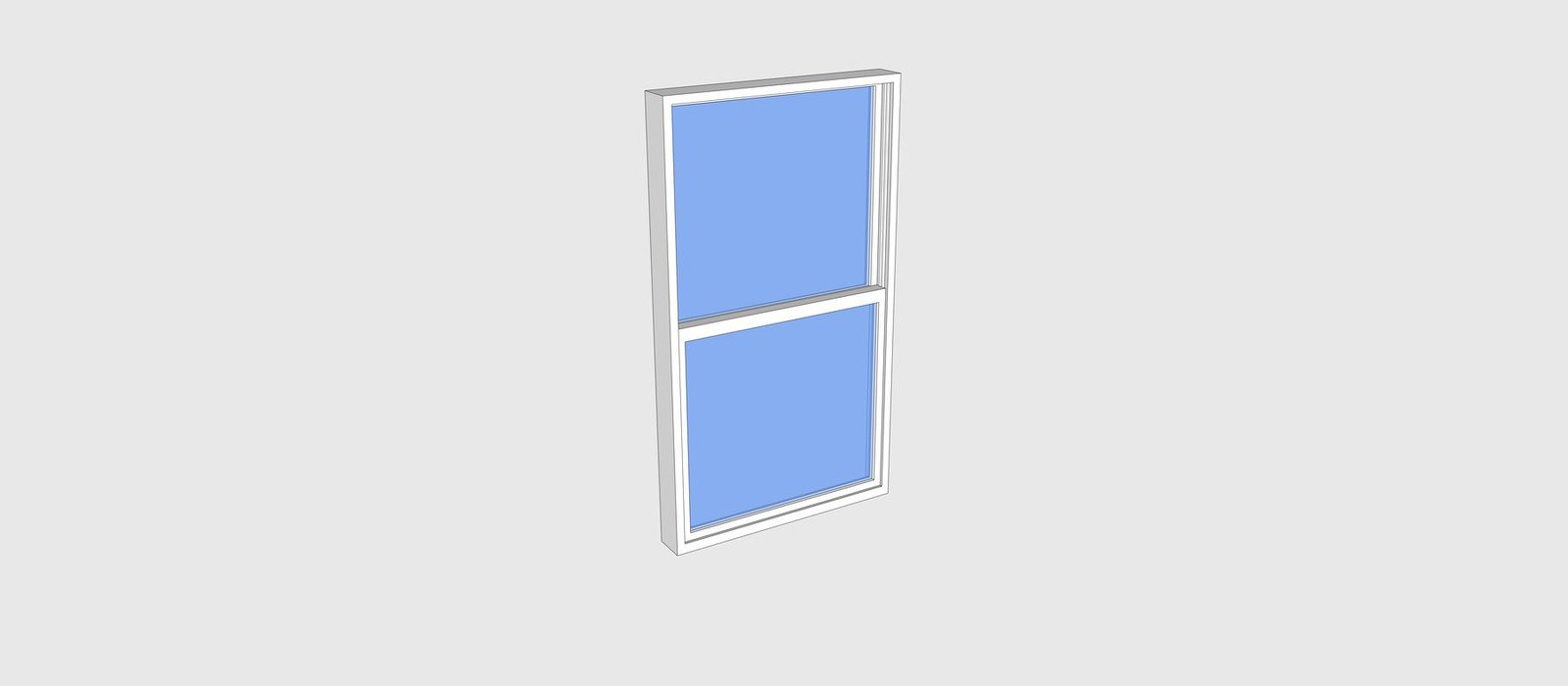 Two-panel glazed window model with a white frame