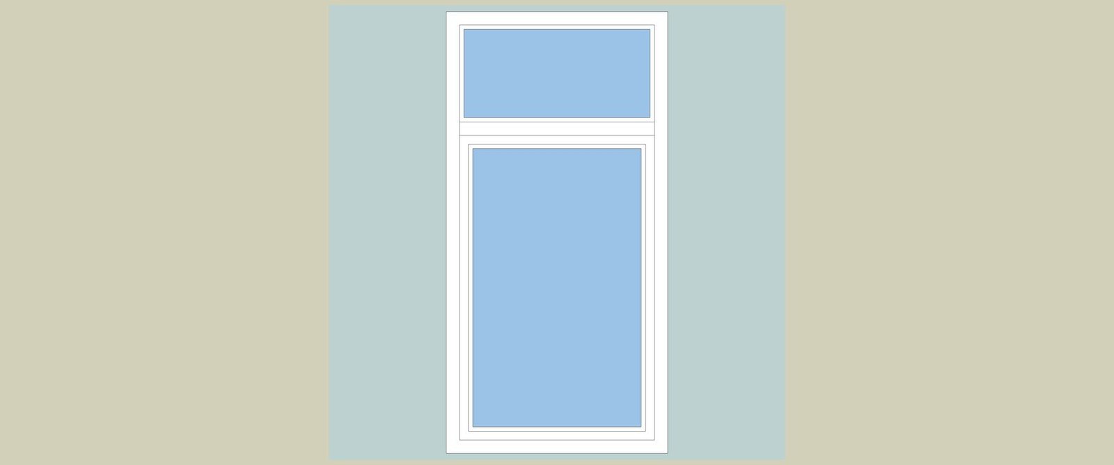 Tall white-framed window model with an upper transom