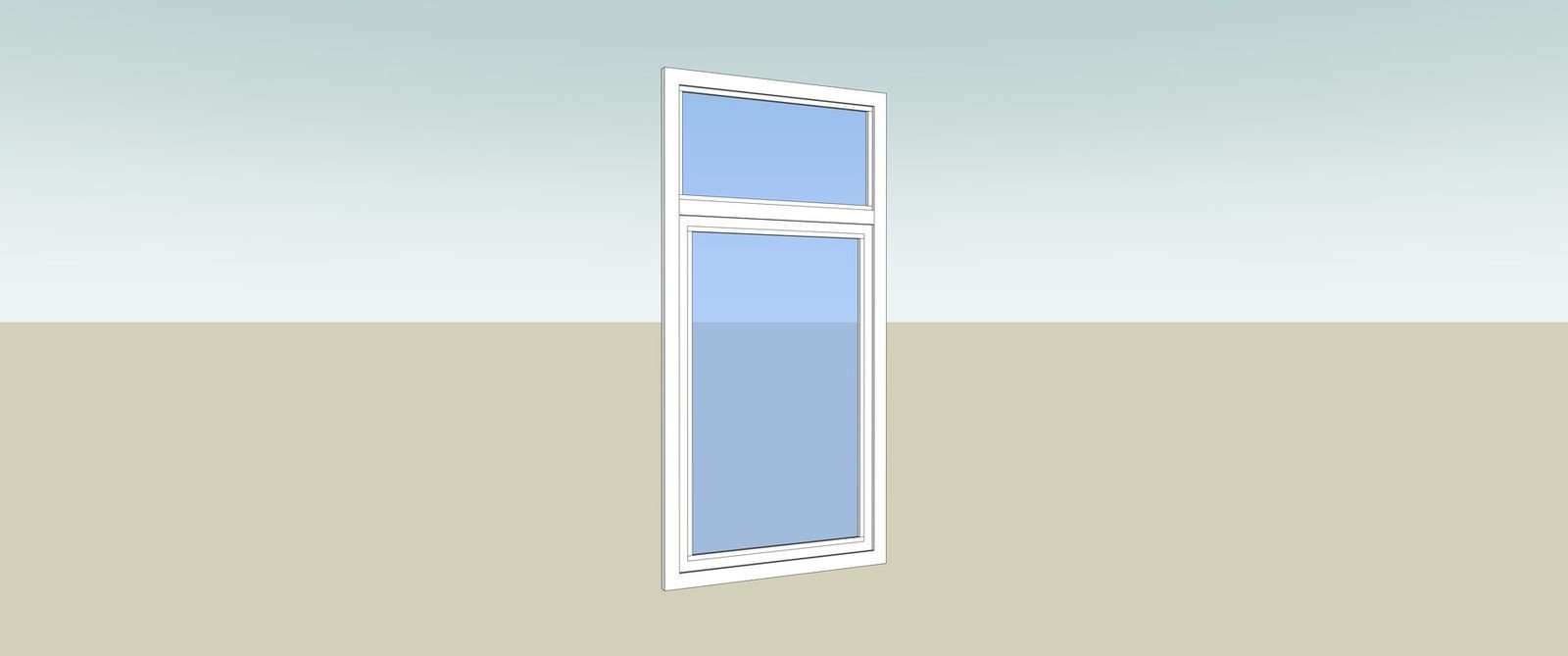 Angled view of a white-framed window model