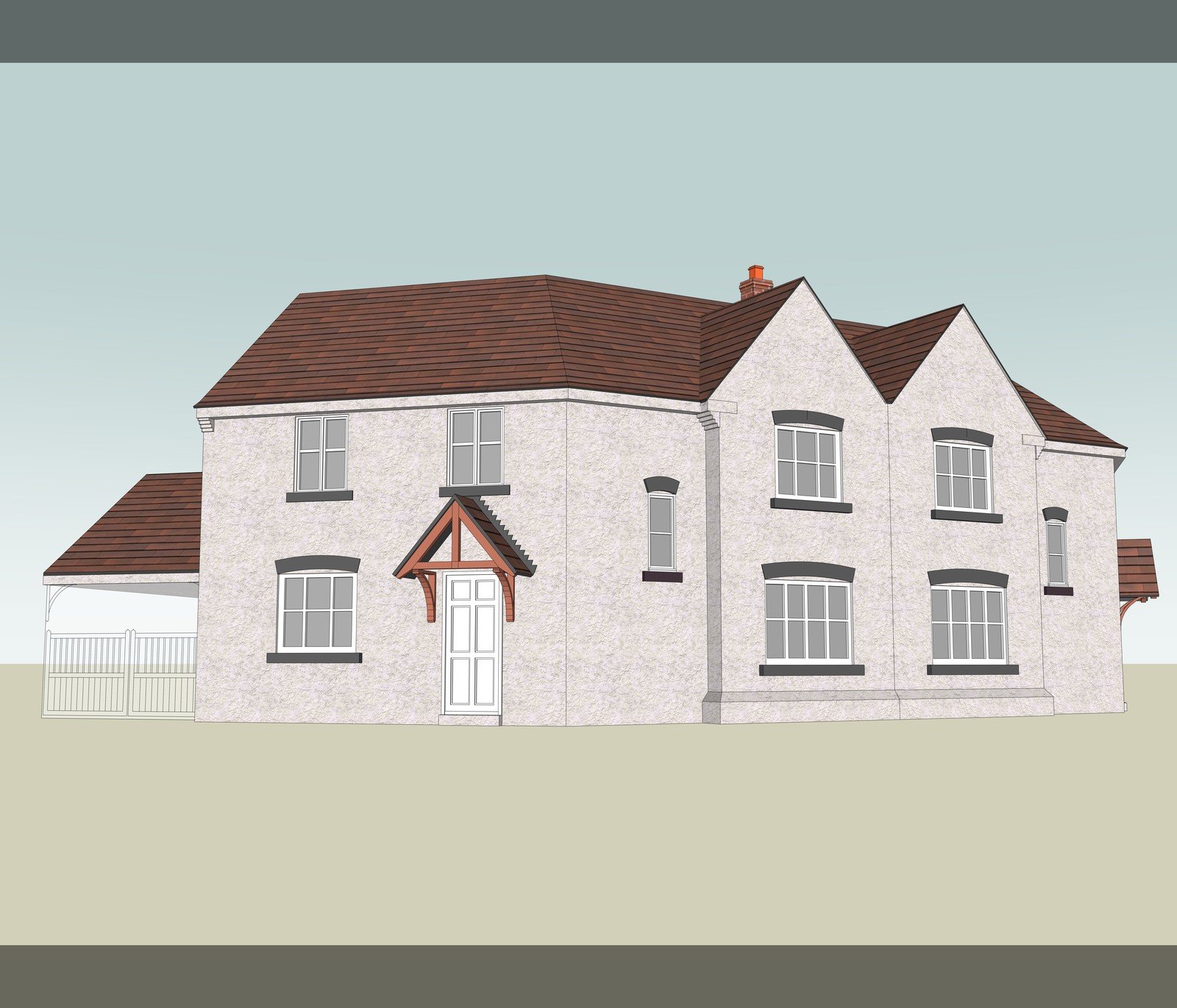 White house SketchUp model with several gables