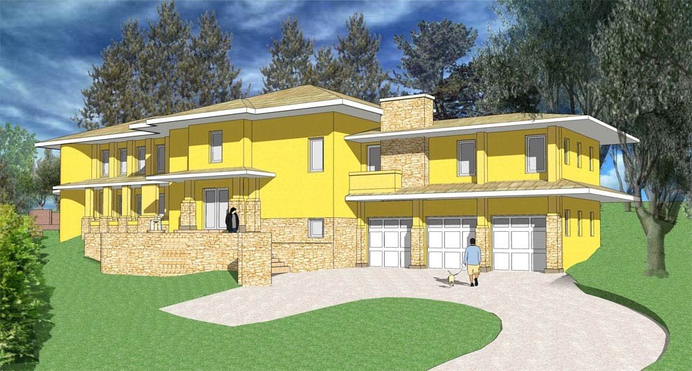 Los Gatos residence model showing the driveway and garage